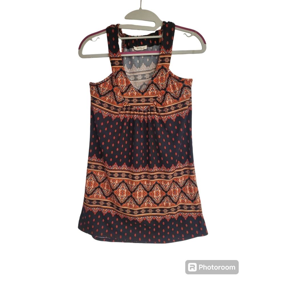 Women's Touch Blue SOFT Red & Black Paisley Tank Top | Size XS